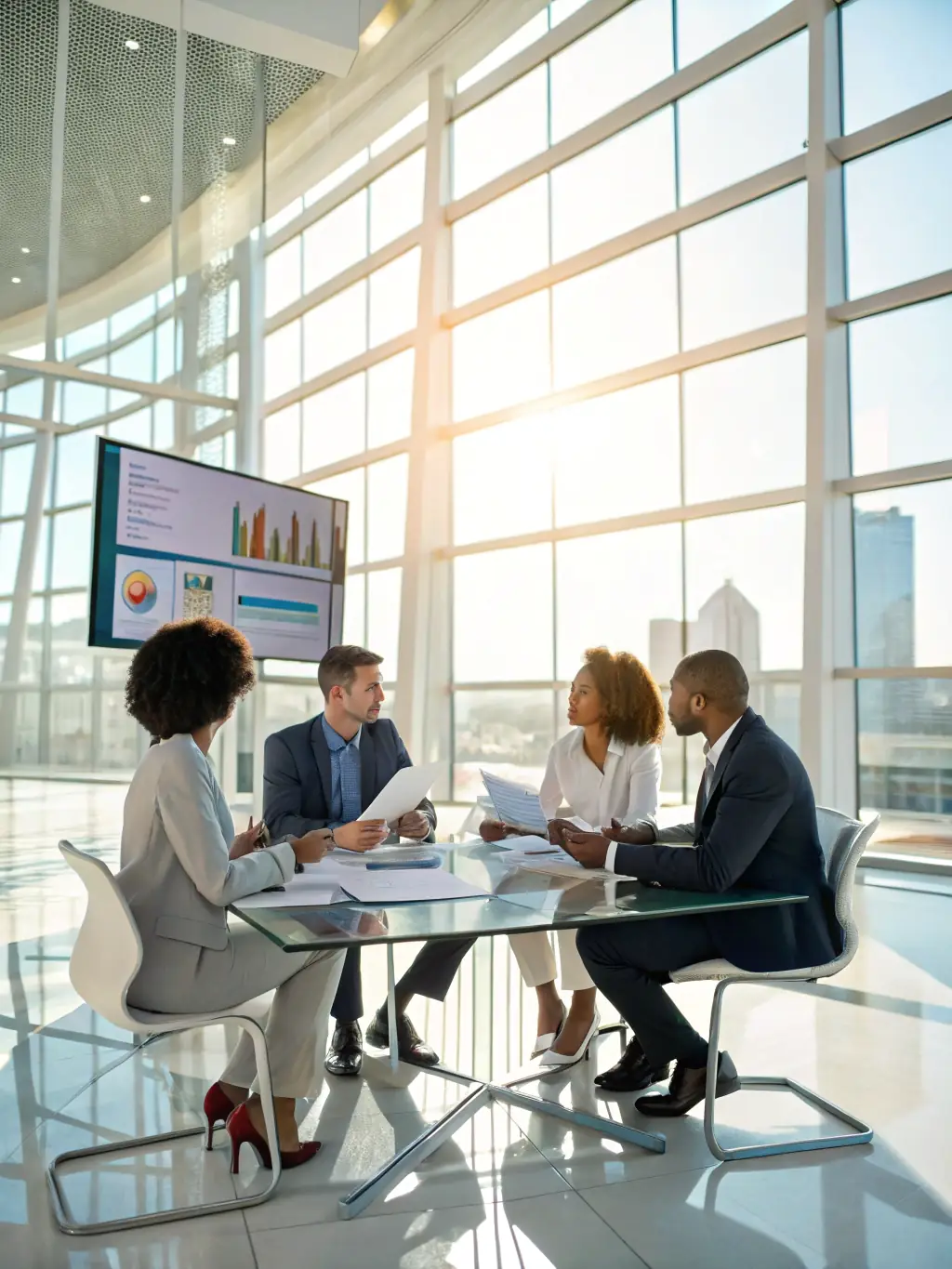 A photo showcasing a branding workshop session with diverse team members brainstorming ideas on a whiteboard filled with international market research data and cultural insights.